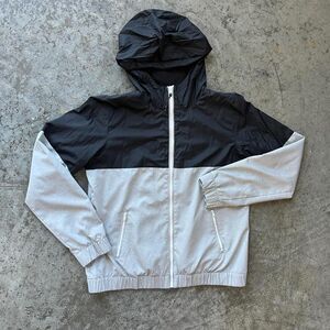 Garage Women's Gray and Black Windbreaker Jacket With Hood